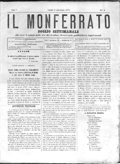 Il Monferrato - Edizione 9 del 08/09/1871